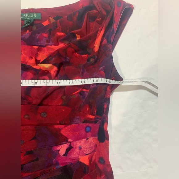 Lauren Ralp Laure cowl neck sleeveless red floral  dress - Picture 8 of 13